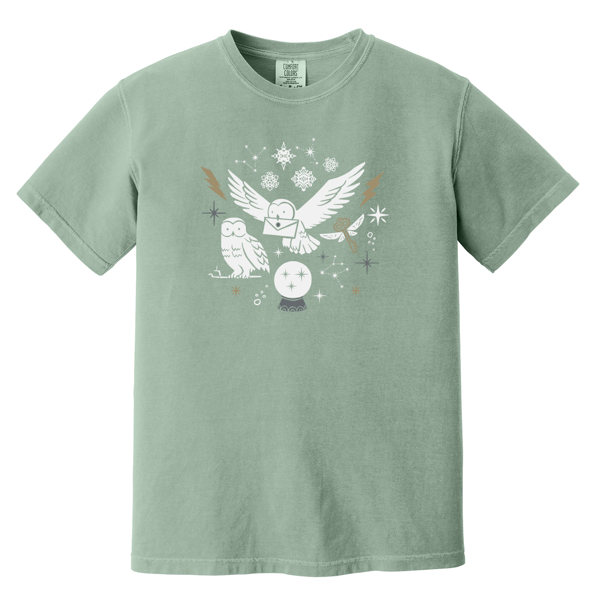 Magic Owl Wizard Graphic T-Shirt | Vintage Fantasy Tee