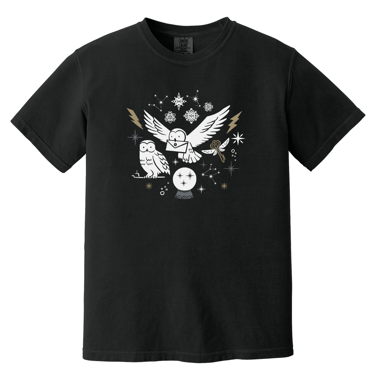 Magic Owl Wizard Graphic T-Shirt | Vintage Fantasy Tee