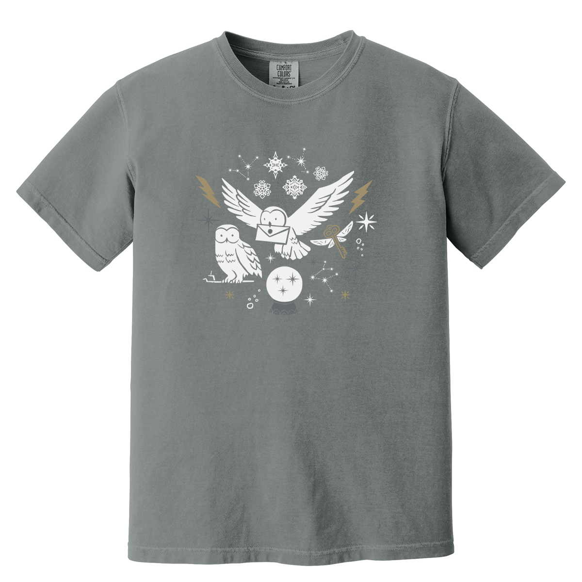 Magic Owl Wizard Graphic T-Shirt | Vintage Fantasy Tee