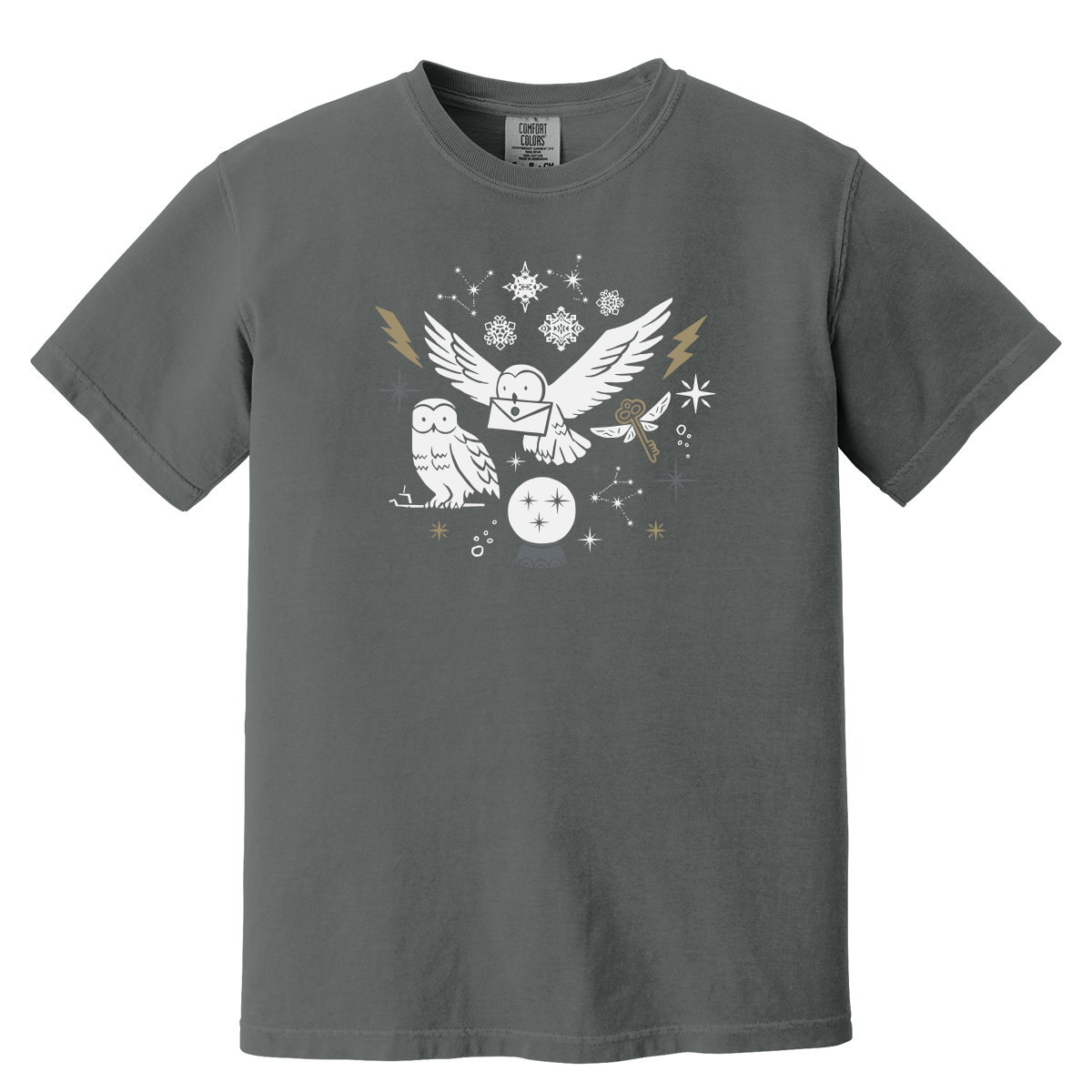 Magic Owl Wizard Graphic T-Shirt | Vintage Fantasy Tee