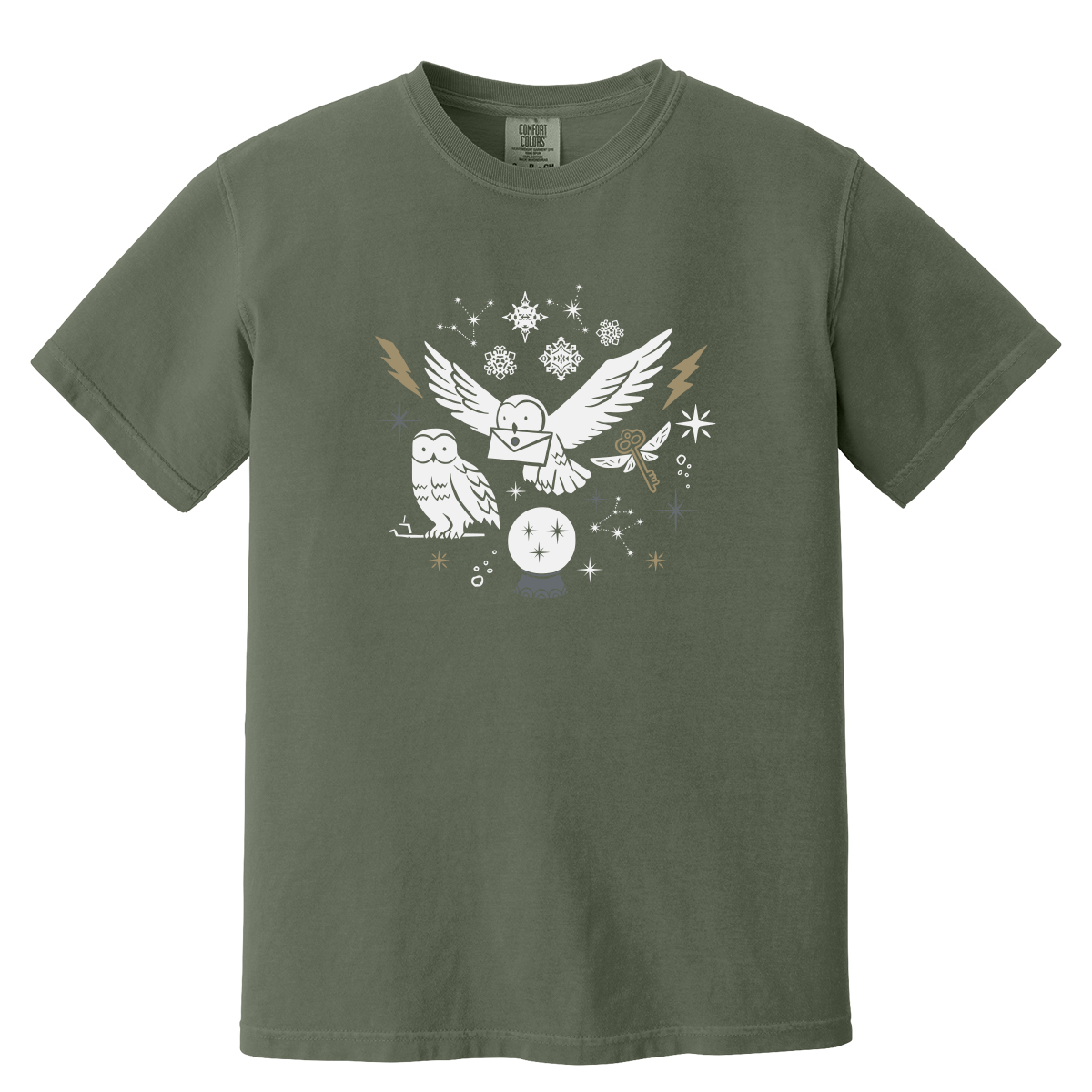 Magic Owl Wizard Graphic T-Shirt | Vintage Fantasy Tee
